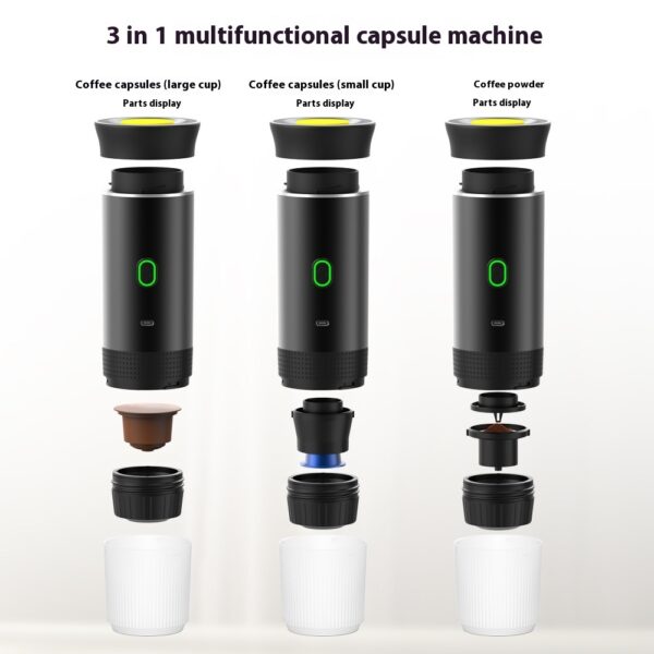 Electric 3-in-1 Portable Coffee Espresso Maker with Grinder Capsule Machine - Image 2