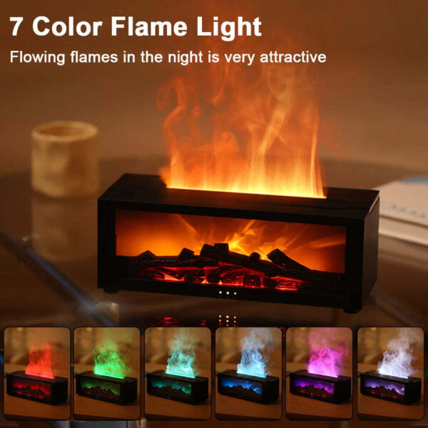 New Flame Aromatherapy Diffuser Colorful Essential Oil Humidifier 3D Fireplace Effect - Image 6