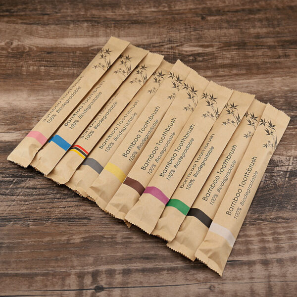 Flat Bamboo Toothbrush Kraft Paper Bag Toothbrush - Image 10