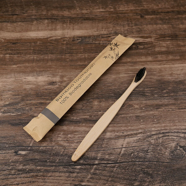 Flat Bamboo Toothbrush Kraft Paper Bag Toothbrush - Image 2