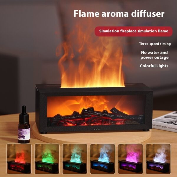 New Flame Aromatherapy Diffuser Colorful Essential Oil Humidifier 3D Fireplace Effect - Image 7
