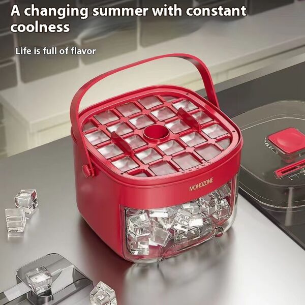 Press-Type Portable Ice Tray with Large Capacity Ice Bucket – 48 Extra-Large Cubes, Food-Grade Plastic - Image 9