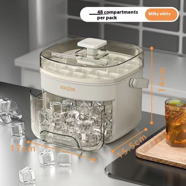 Press-Type Portable Ice Tray with Large Capacity Ice Bucket – 48 Extra-Large Cubes, Food-Grade Plastic - Image 10