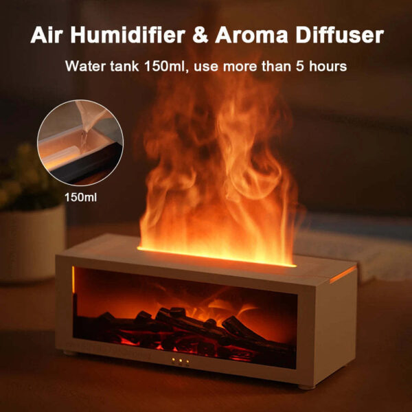 New Flame Aromatherapy Diffuser Colorful Essential Oil Humidifier 3D Fireplace Effect - Image 4