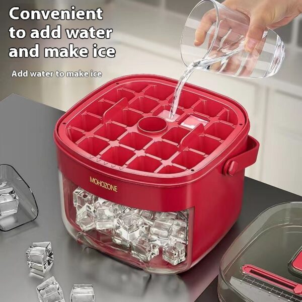 Press-Type Portable Ice Tray with Large Capacity Ice Bucket – 48 Extra-Large Cubes, Food-Grade Plastic - Image 7