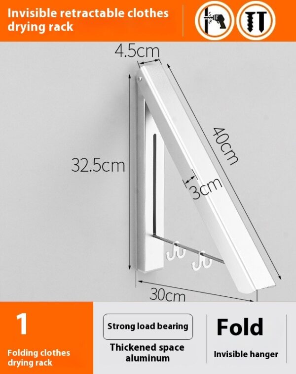 Foldable Space Aluminum Wall Hanger – Retractable Coat & Towel Rack - Image 3