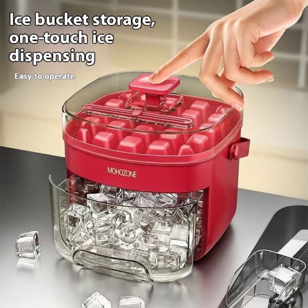 Press-Type Portable Ice Tray with Large Capacity Ice Bucket – 48 Extra-Large Cubes, Food-Grade Plastic - Image 6