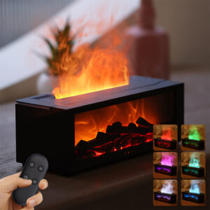 New Flame Aromatherapy Diffuser Colorful Essential Oil Humidifier 3D Fireplace Effect