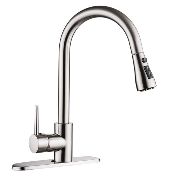 Kitchen Faucet with Retractable Sprayer – Ceramic Valve (Stainless Steel) - Image 2