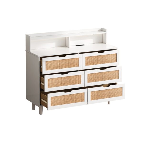 6-Drawer  Storage Cabinet with LED Lights & Power Outlet – White - Image 5