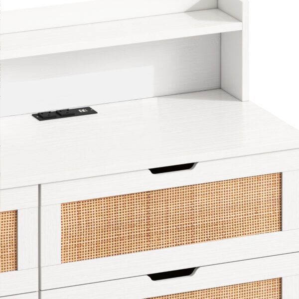 6-Drawer  Storage Cabinet with LED Lights & Power Outlet – White - Image 3