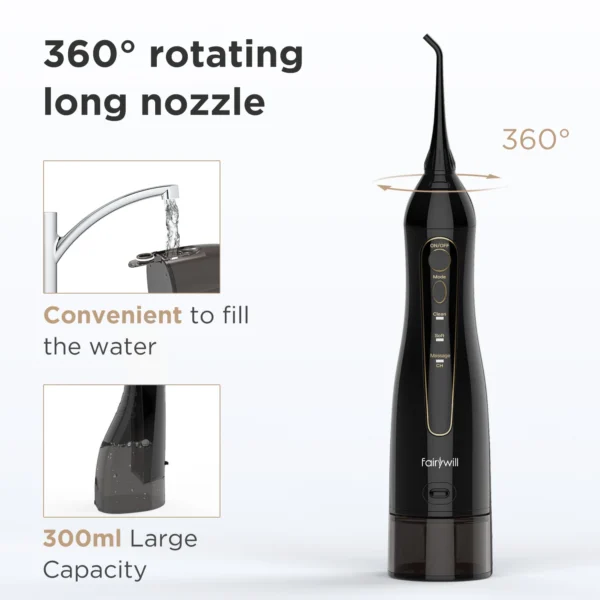 Cordless Oral Irrigator & Electric Toothbrush by Fairywill – IPX7, USB, Portable - Image 17