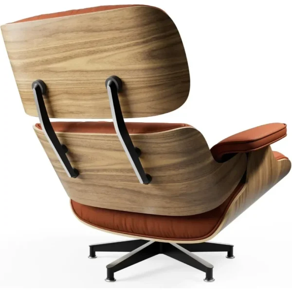 Modern Chaise Lounge Chair with Ottoman – Walnut Wood & Leather - Image 5