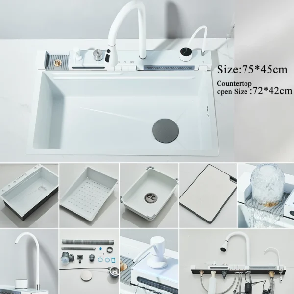 Smart 304 Stainless Steel Kitchen Sink with Faucet & Display - Image 10