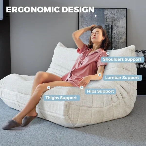 Chenille Fireside Loveseat Sofa – Lazy Floor Couch with Foam Support - Image 4