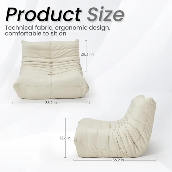Luxury Faux Leather Bean Bag Chair – Togo Sofa for Adults & Kids - Image 2