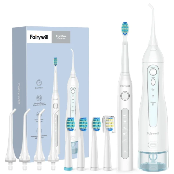 Cordless Oral Irrigator & Electric Toothbrush by Fairywill – IPX7, USB, Portable - Image 7