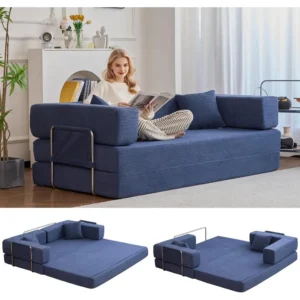 Convertible Corduroy Folding Sofa Bed – Modular 4-in-1 King Sleeper
