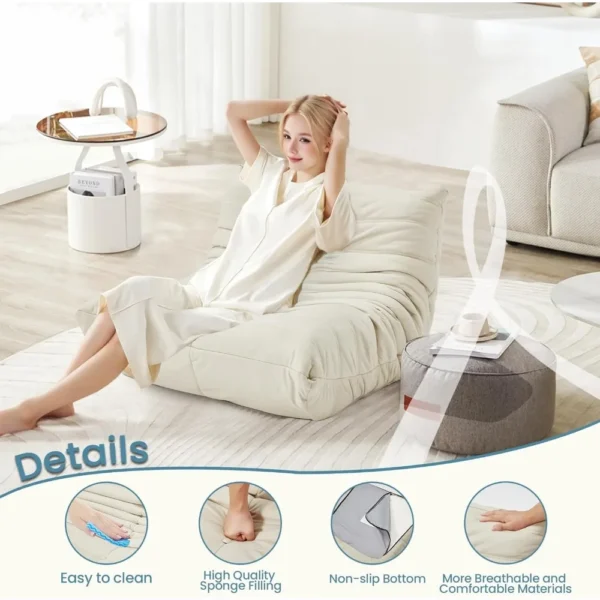 Luxury Faux Leather Bean Bag Chair – Togo Sofa for Adults & Kids - Image 3