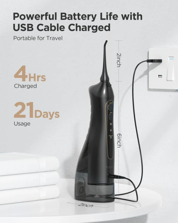 Cordless Oral Irrigator & Electric Toothbrush by Fairywill – IPX7, USB, Portable - Image 4