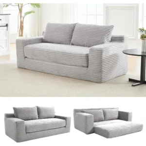 70.78"Convertible Corduroy Loveseat Sofa – No Assembly, 2-in-1 Design