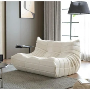Chenille Fireside Loveseat Sofa – Lazy Floor Couch with Foam Support