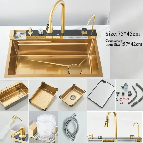 Smart 304 Stainless Steel Kitchen Sink with Faucet & Display - Image 14