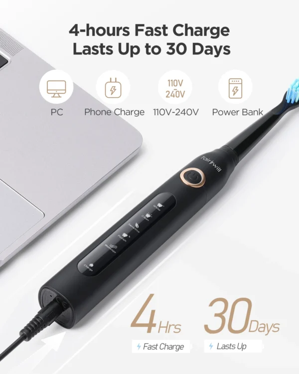 Cordless Oral Irrigator & Electric Toothbrush by Fairywill – IPX7, USB, Portable - Image 6