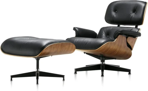 Modern Chaise Lounge Chair with Ottoman – Walnut Wood & Leather - Image 7