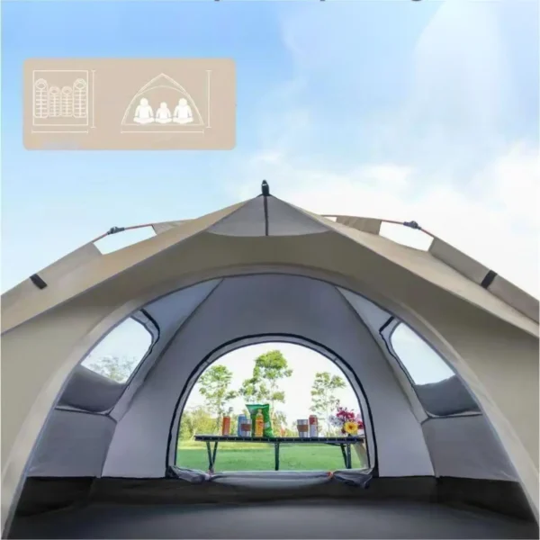 Sunshade Camping Tent – 2 Doors, 2 Windows, Waterproof, Quick Setup (3–4 Person)