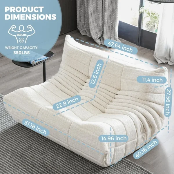 Chenille Fireside Loveseat Sofa – Lazy Floor Couch with Foam Support - Image 2