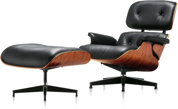 Modern Chaise Lounge Chair with Ottoman – Walnut Wood & Leather - Image 8
