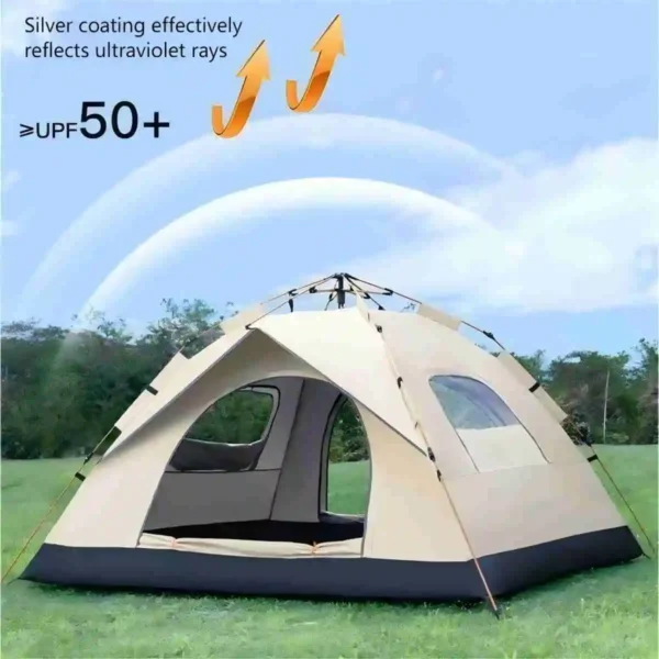 Sunshade Camping Tent – 2 Doors, 2 Windows, Waterproof, Quick Setup (3–4 Person) - Image 2